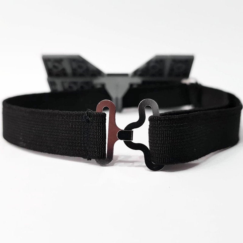 Metal clip silver and elastic bowtie strap