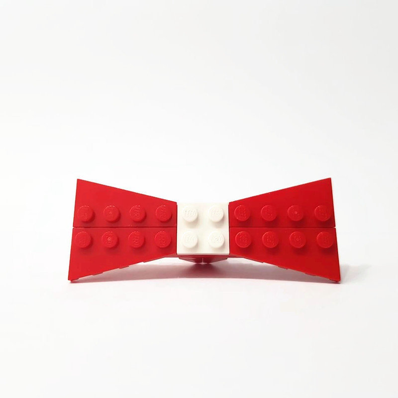 Red and white bowtie made from lego