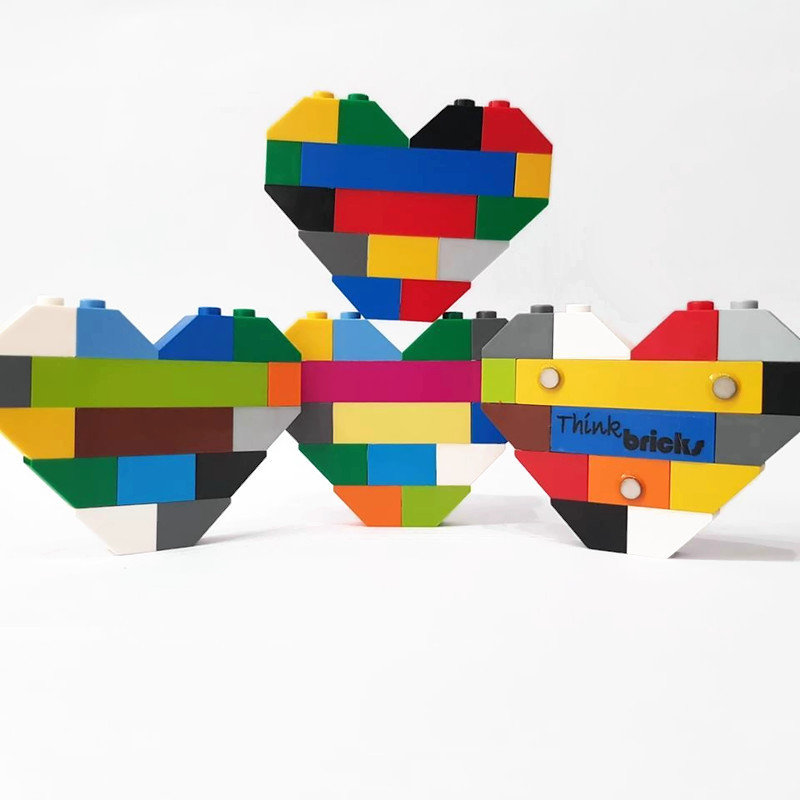 Colorful brick heart magnets