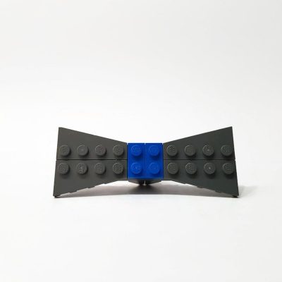 Dark grey with blue brick bow tie