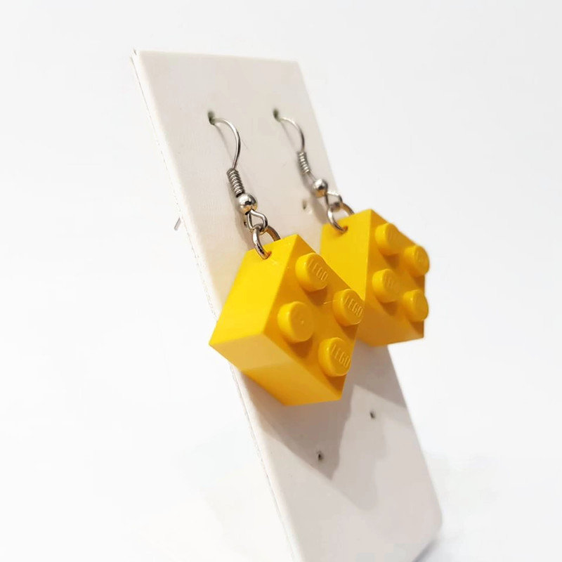 Yellow drop earrings by thinkbricks