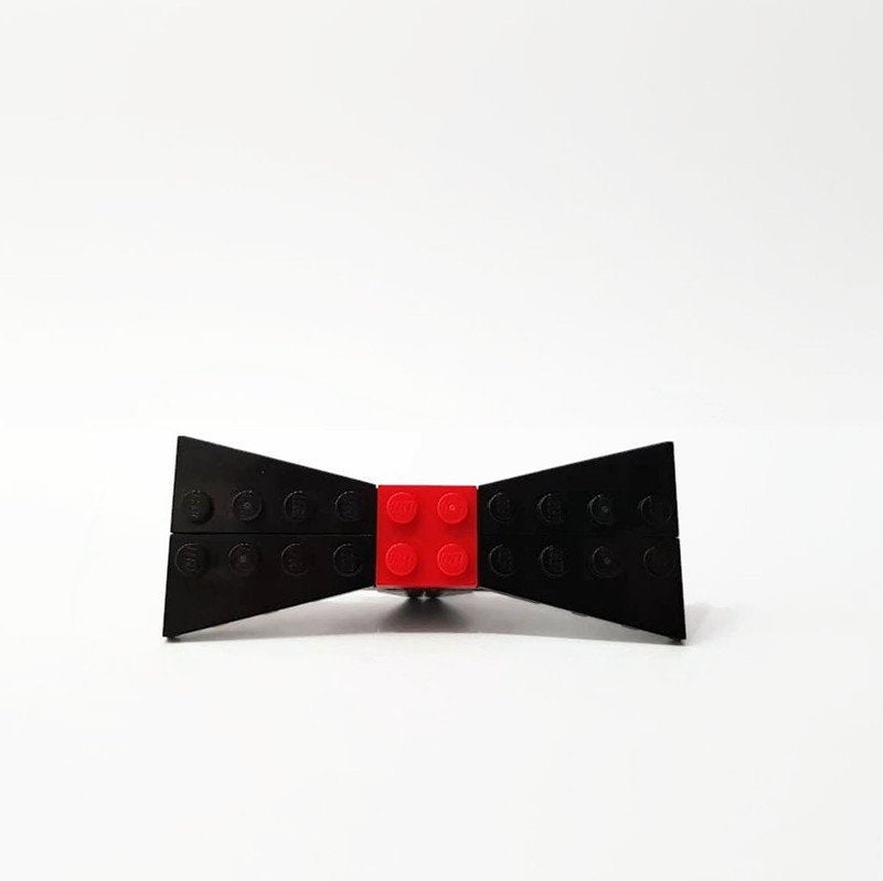 Black and red bowtie made from lego bricks