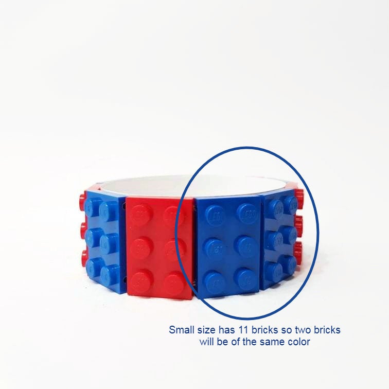 Red and blue small size bangle made from lego bricks