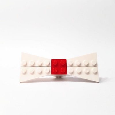 white and red bowtie from lego bricks