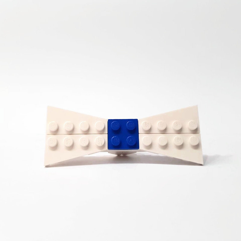 grooms bowtie, white and blue made from lego bricks