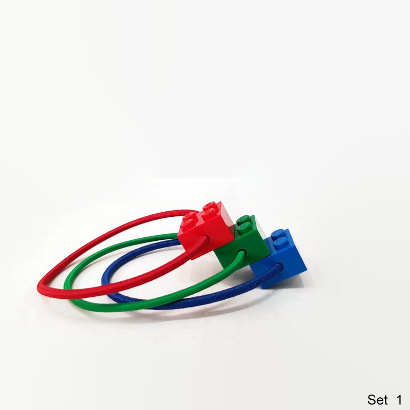 classic colors hair ties made from building bricks