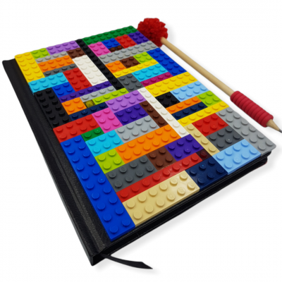 colorful notebook made with lego bricks