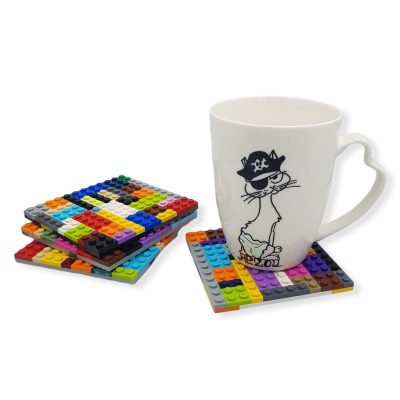 coasters for the office or home made with colorful legos
