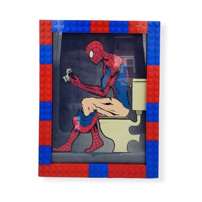 cool frame from lego bricks with spiderman