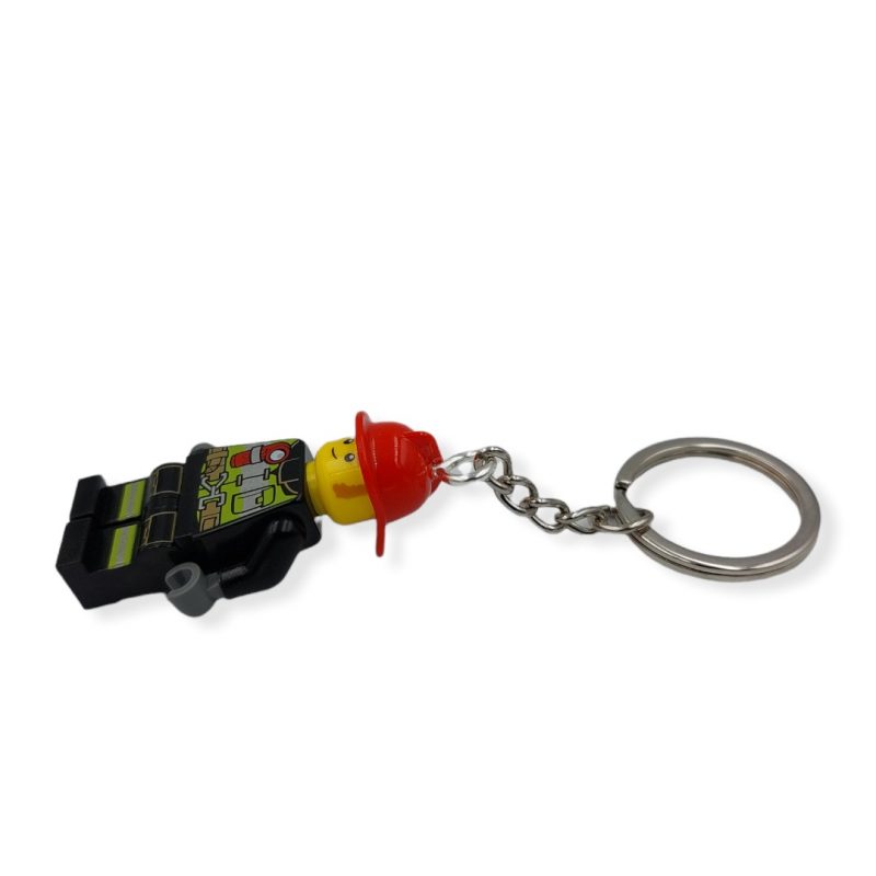lego firefighter minifigure made key ring