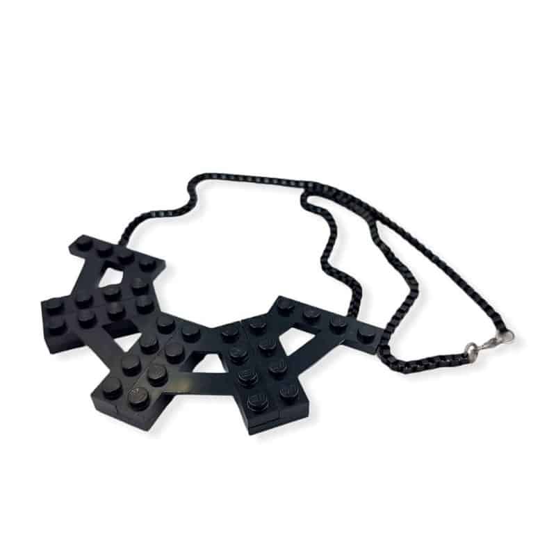 black necklace made from legos