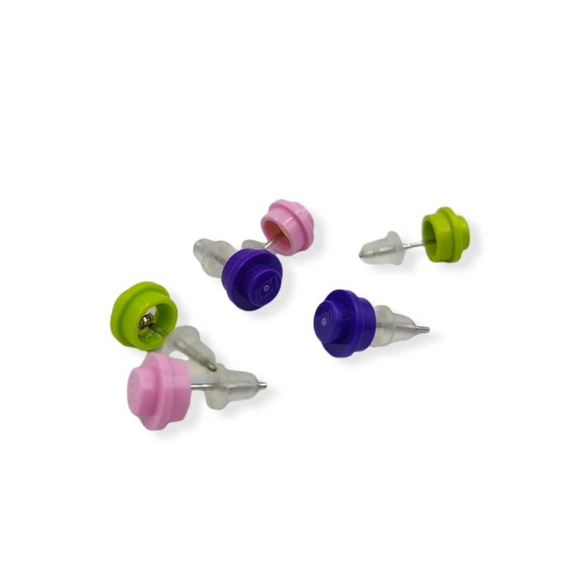 Set of three round stud earrings