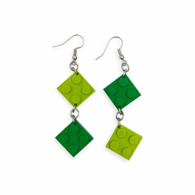 lime and green lego drop earrings