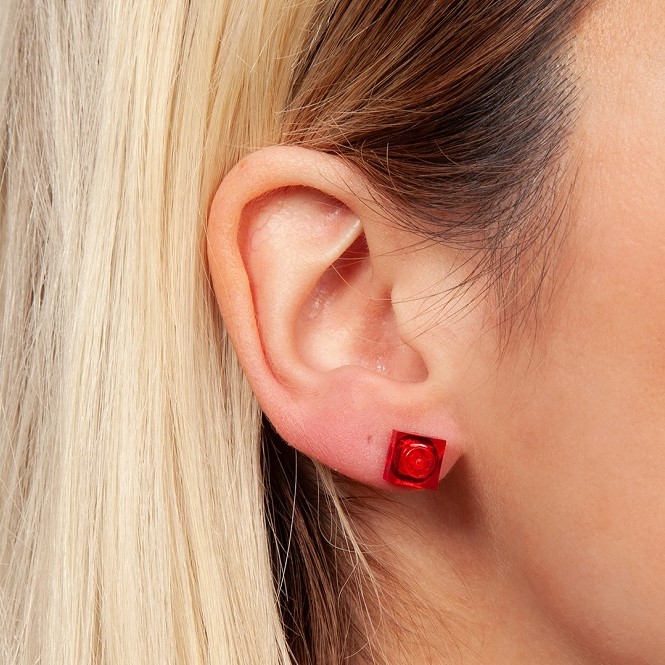 red lego earrings