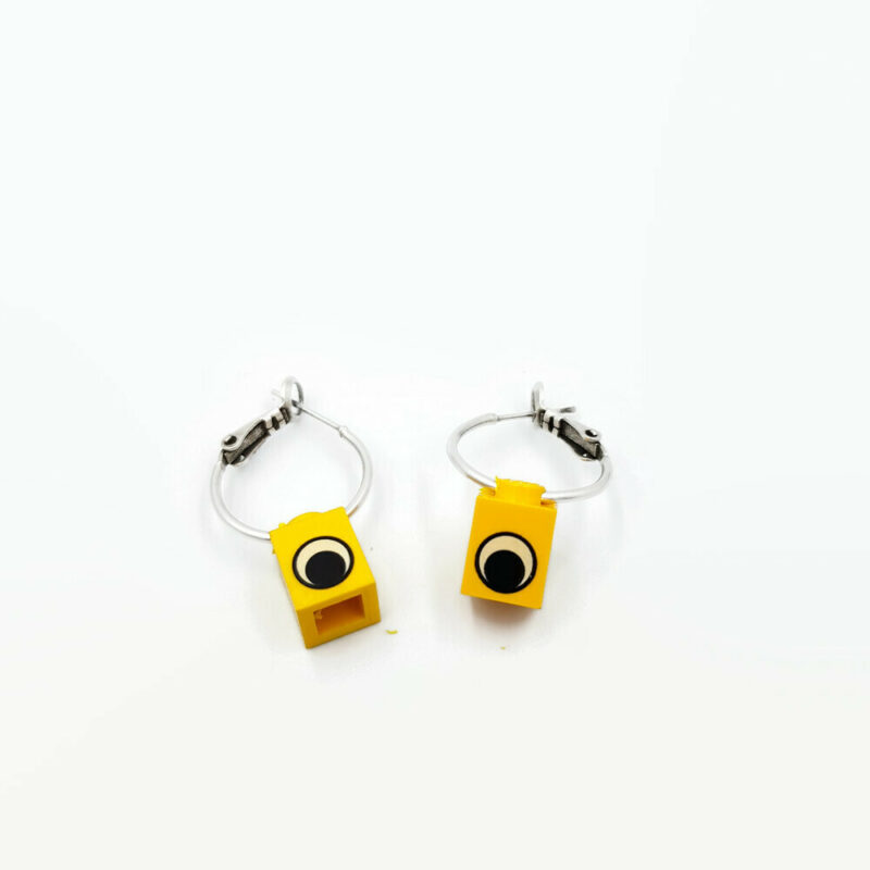 yellow eye brick earrings handmade