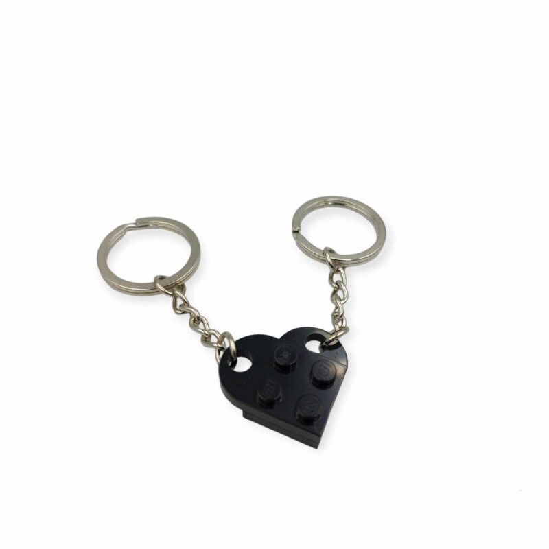 black heart double keychain made from lego elements