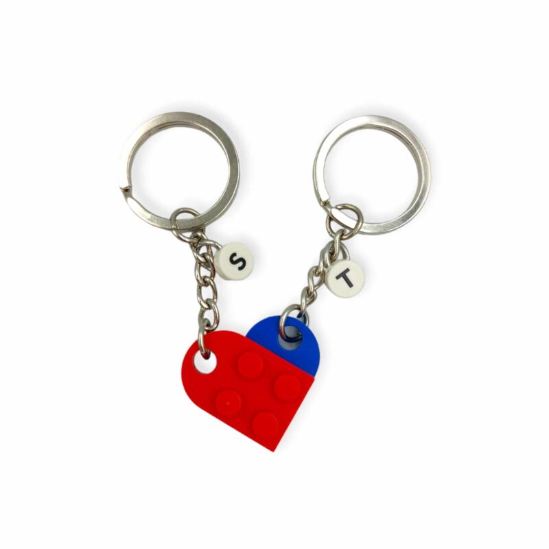 heart keychain by think bricks customised with initial letters