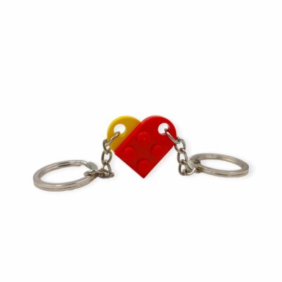 red and yellow mix love keychain from legos