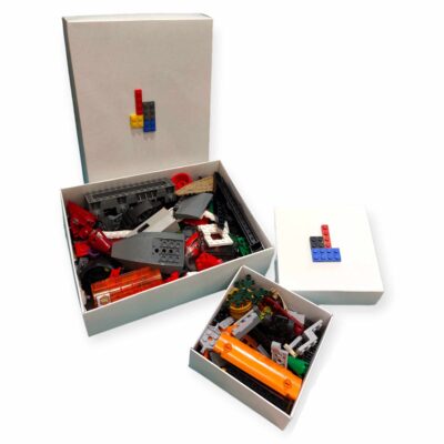 Cool gift boxes filled with colorful used lego bricks