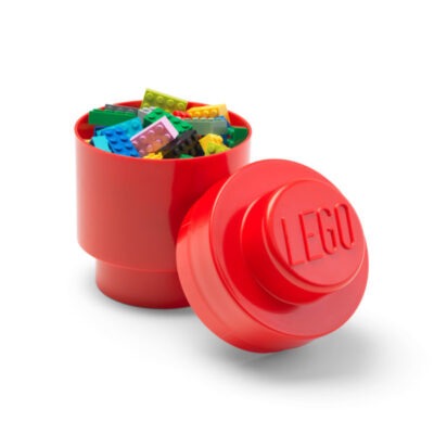red lego round storage box